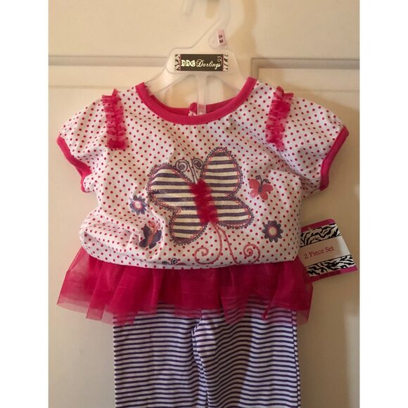 DDG Darlings Girls Toddler 24Mo 2 Piece Set Butterflys Pink - Picture 4 of 5